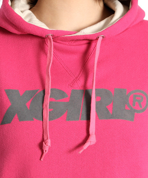 X-girl（エックスガール）の「SLANTED LOGO HOODIE DRESS（ワンピース・レディース・ブラック/アッシュグレー/ピンク/グリーン/ネイビー・1/2）」の13枚目の写真