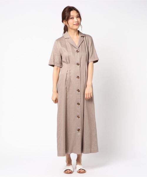 21超人気 開襟半袖ワンピース