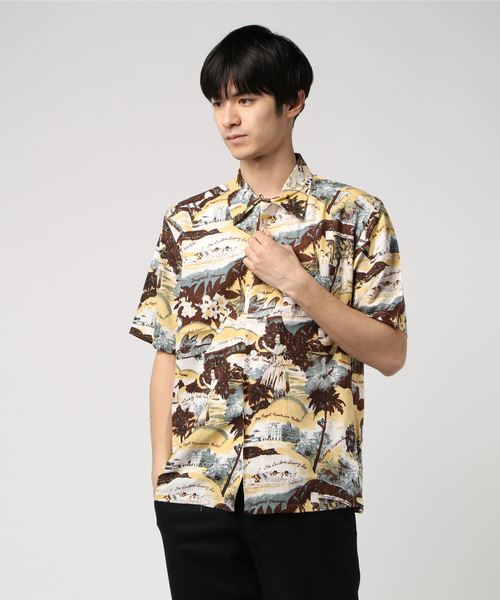 TOWN CRAFT/タウンクラフト LEAF PRINTED OPEN SHIRTS TOWN CRAFT/タウンクラフト LEAF PRINTED OPEN SHIRTS
