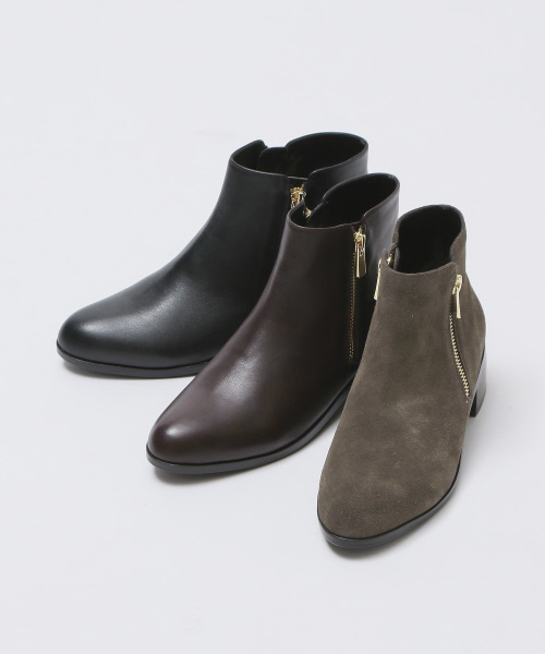 PICHE ABAHOUSE（ピシェ アバハウス）の「【晴雨兼用】Wジップショートブーツ（ブーツ・レディース・ブラック/グレー/ダークブラウン・34/35/36/37/38/39/40）」の9枚目の写真