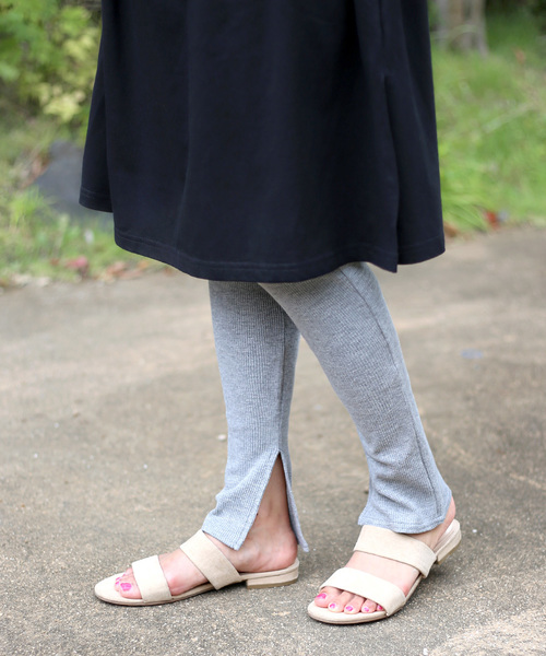 Bou Jeloud（ブージュルード）の「≪2018AW新作≫【ＷＥＢ限定】オールシーズン使える◇ワッフルスリットレギンス（レギンス/スパッツ・レディース・ブラック/杢グレー・FREE）」の2枚目の写真