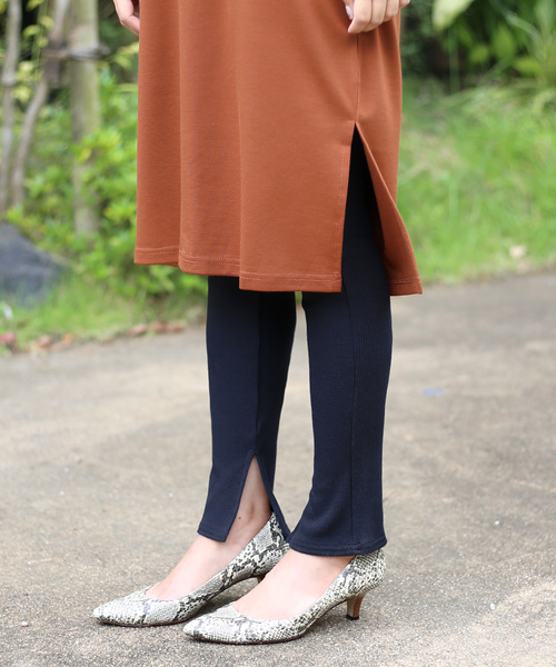 Bou Jeloud（ブージュルード）の「≪2018AW新作≫【ＷＥＢ限定】オールシーズン使える◇ワッフルスリットレギンス（レギンス/スパッツ・レディース・ブラック/杢グレー・FREE）」の3枚目の写真