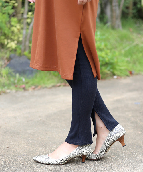 Bou Jeloud（ブージュルード）の「≪2018AW新作≫【ＷＥＢ限定】オールシーズン使える◇ワッフルスリットレギンス（レギンス/スパッツ・レディース・ブラック/杢グレー・FREE）」の4枚目の写真