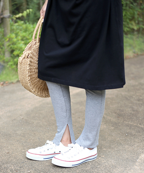 Bou Jeloud（ブージュルード）の「≪2018AW新作≫【ＷＥＢ限定】オールシーズン使える◇ワッフルスリットレギンス（レギンス/スパッツ・レディース・ブラック/杢グレー・FREE）」の7枚目の写真