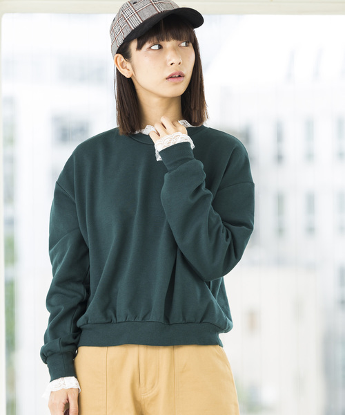 WEGO（ウィゴー）の「WEGO/レースフリルスウェット（スウェット・レディース・ブラック/ダークグリーン/ピンク/杢グレー/キャメル/パープル・FREE）」の4枚目の写真