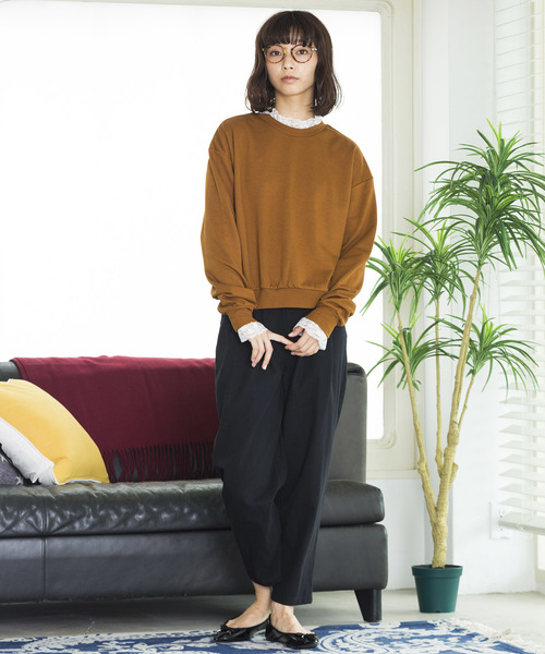 WEGO（ウィゴー）の「WEGO/レースフリルスウェット（スウェット・レディース・ブラック/ダークグリーン/ピンク/杢グレー/キャメル/パープル・FREE）」の21枚目の写真