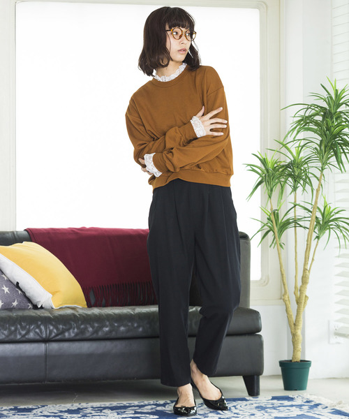 WEGO（ウィゴー）の「WEGO/レースフリルスウェット（スウェット・レディース・ブラック/ダークグリーン/ピンク/杢グレー/キャメル/パープル・FREE）」の20枚目の写真