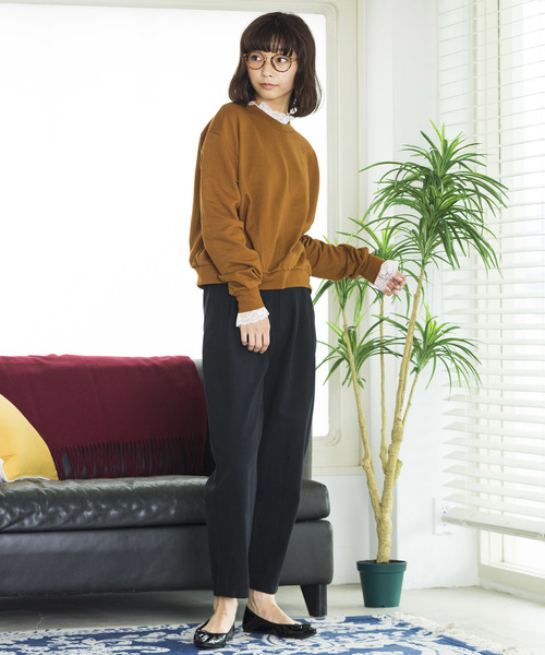 WEGO（ウィゴー）の「WEGO/レースフリルスウェット（スウェット・レディース・ブラック/ダークグリーン/ピンク/杢グレー/キャメル/パープル・FREE）」の18枚目の写真