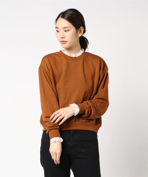 WEGO（ウィゴー）の「WEGO/レースフリルスウェット（スウェット・レディース・ブラック/ダークグリーン/ピンク/杢グレー/キャメル/パープル・FREE）」の10枚目の写真