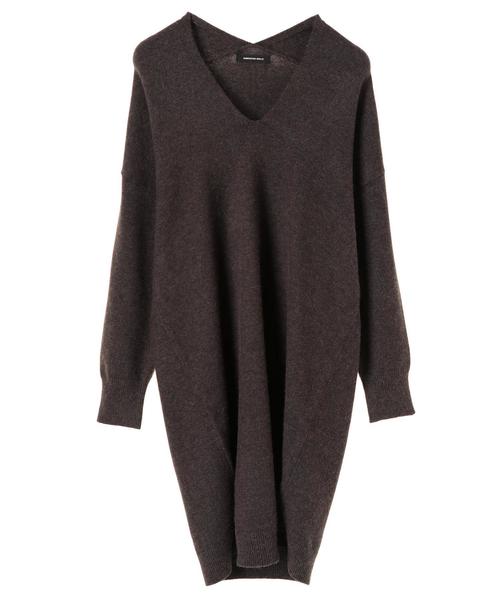 AMERICAN HOLIC(アメリカンホリック)の「・抜け衿ニットチュニック *(チュニック・レディース・チャコールグレー/ブラック/ベージュ/グリーン・FREE)」の5枚目の写真