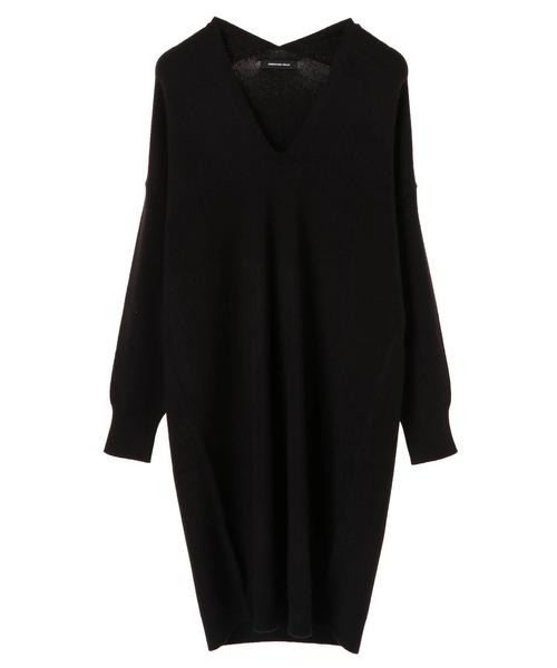 AMERICAN HOLIC(アメリカンホリック)の「・抜け衿ニットチュニック *(チュニック・レディース・チャコールグレー/ブラック/ベージュ/グリーン・FREE)」の6枚目の写真