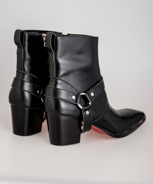 Buffalo Bobs（バッファローボブズ）の「ZIGGY-SMOOTH W/RHINESTONE(ジギースムース ラインストーン）カウレザー ラインストーン ヒールブーツ（ブーツ・メンズ・ブラック・41/43）」の5枚目の写真