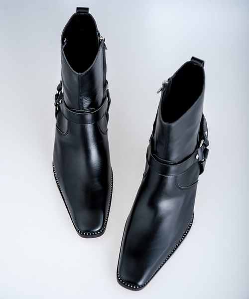 Buffalo Bobs（バッファローボブズ）の「ZIGGY-SMOOTH W/RHINESTONE(ジギースムース ラインストーン）カウレザー ラインストーン ヒールブーツ（ブーツ・メンズ・ブラック・41/43）」の7枚目の写真