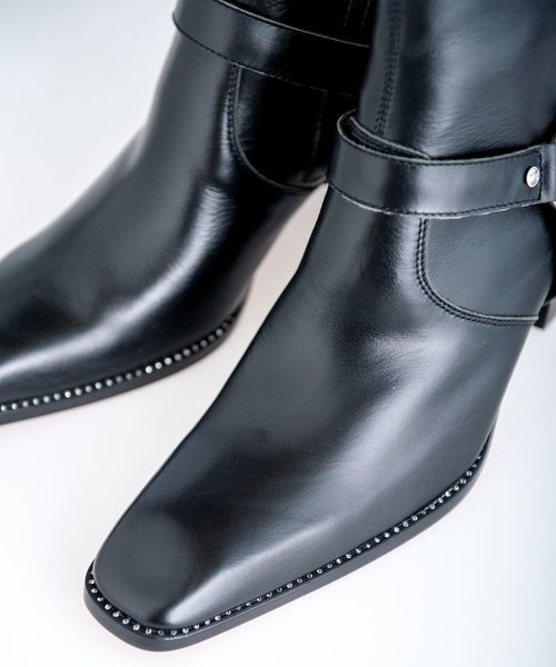 Buffalo Bobs（バッファローボブズ）の「ZIGGY-SMOOTH W/RHINESTONE(ジギースムース ラインストーン）カウレザー ラインストーン ヒールブーツ（ブーツ・メンズ・ブラック・41/43）」の6枚目の写真