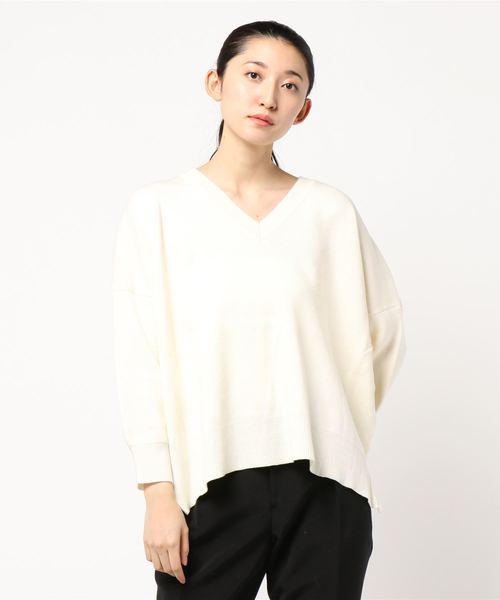 AMERICAN HOLIC(アメリカンホリック)の「・接結BASIC Vネックプルオーバー*(ニット/セーター・レディース・カーキ/オフホワイト/レッド系その他5/キャメル/ブラウン/ブルー/ブラック/ネイビー・FREE)」の2枚目の写真