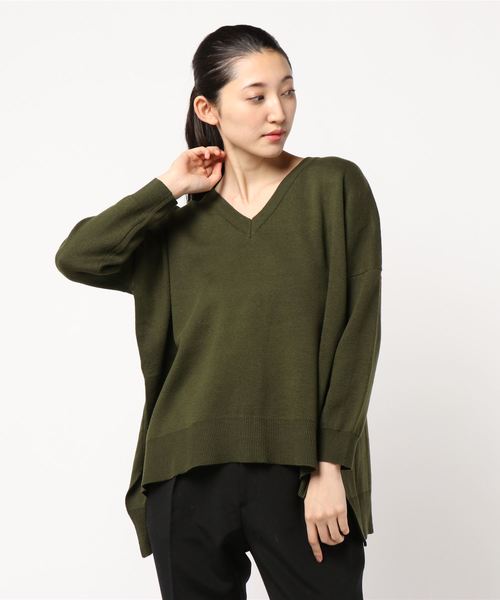 AMERICAN HOLIC(アメリカンホリック)の「・接結BASIC Vネックプルオーバー*(ニット/セーター・レディース・カーキ/オフホワイト/レッド系その他5/キャメル/ブラウン/ブルー/ブラック/ネイビー・FREE)」の5枚目の写真