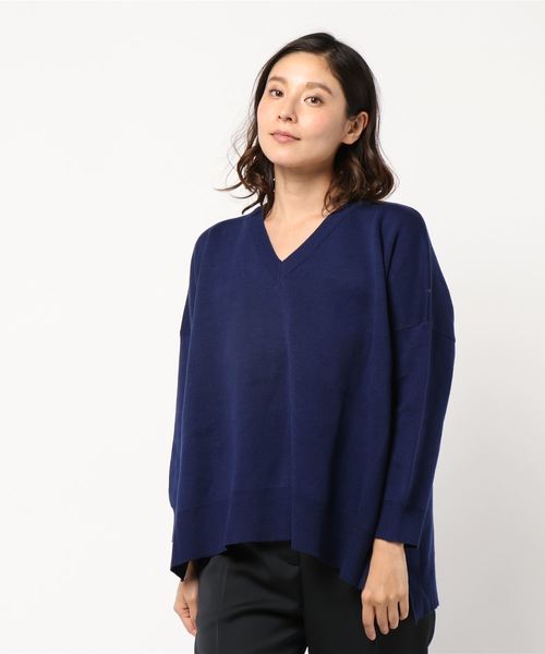 AMERICAN HOLIC(アメリカンホリック)の「・接結BASIC Vネックプルオーバー*(ニット/セーター・レディース・カーキ/オフホワイト/レッド系その他5/キャメル/ブラウン/ブルー/ブラック/ネイビー・FREE)」の6枚目の写真