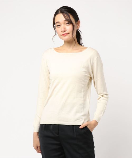 AMERICAN HOLIC(アメリカンホリック)の「ボートネックプルオーバー *(ニット/セーター・レディース・ブラック/ネイビー/オフホワイト/カーキ/杢グレー/その他7/ホワイト系その他4/ブルー系その他2・M/L)」の1枚目の写真