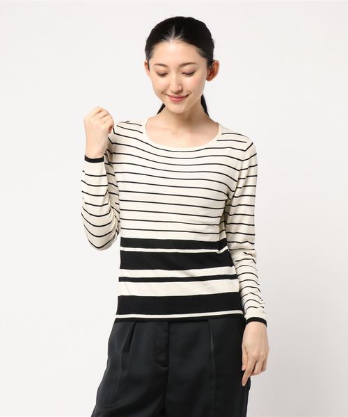 AMERICAN HOLIC(アメリカンホリック)の「ボートネックプルオーバー *(ニット/セーター・レディース・ブラック/ネイビー/オフホワイト/カーキ/杢グレー/その他7/ホワイト系その他4/ブルー系その他2・M/L)」の2枚目の写真