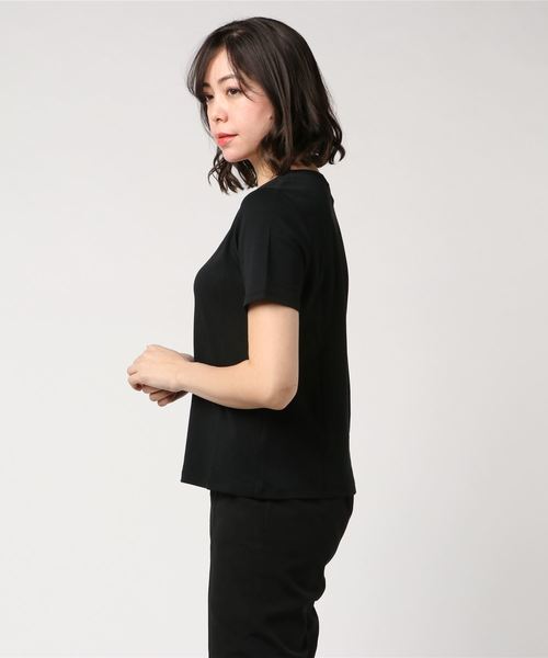 A/C DESIGN BY ALPHA CUBIC（エーシーデザインバイアルファキュービック）の「◇カタログ掲載◇刺しゅうプルオーバー（Tシャツ/カットソー・レディース・オフホワイト/ネイビー/サックスブルー/ブラック・M size/L size）」の7枚目の写真