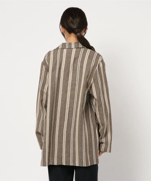 DouDou（ドゥドゥ）の「麻テーラードジャケット（テーラードジャケット・レディース・ベージュ/ブラウン/ピンク・FREE）」の6枚目の写真