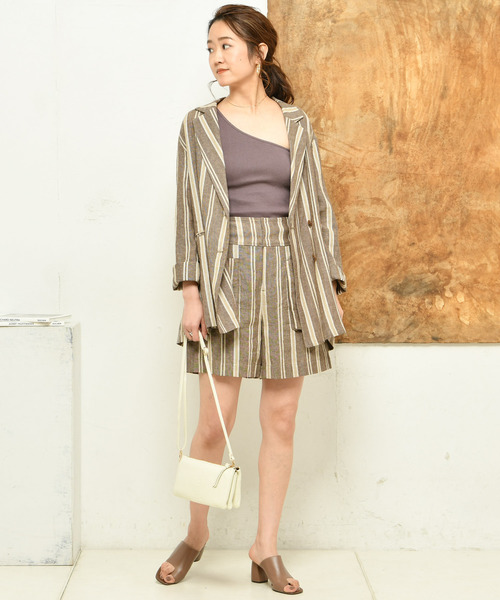 DouDou（ドゥドゥ）の「麻テーラードジャケット（テーラードジャケット・レディース・ベージュ/ブラウン/ピンク・FREE）」の9枚目の写真