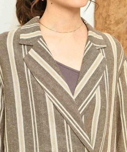 DouDou（ドゥドゥ）の「麻テーラードジャケット（テーラードジャケット・レディース・ベージュ/ブラウン/ピンク・FREE）」の8枚目の写真