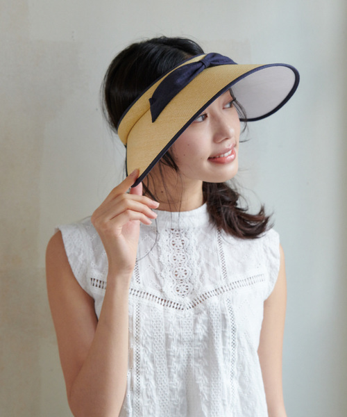 milsa（ミルサ）の「LM リボン美人バイザー（サンバイザー・レディース・ブラック/ベージュ/ブラウン/ナチュラル・FREE）」の12枚目の写真