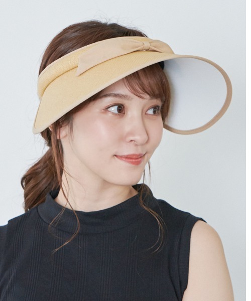 milsa（ミルサ）の「LM リボン美人バイザー（サンバイザー・レディース・ブラック/ベージュ/ブラウン/ナチュラル・FREE）」の13枚目の写真