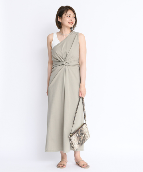 DouDou（ドゥドゥ）の「カットワンショルワンピース（ワンピース・レディース・ベージュ/パープル/グリーン・FREE）」の2枚目の写真