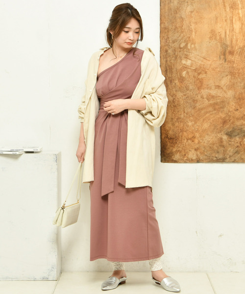 DouDou（ドゥドゥ）の「カットワンショルワンピース（ワンピース・レディース・ベージュ/パープル/グリーン・FREE）」の8枚目の写真