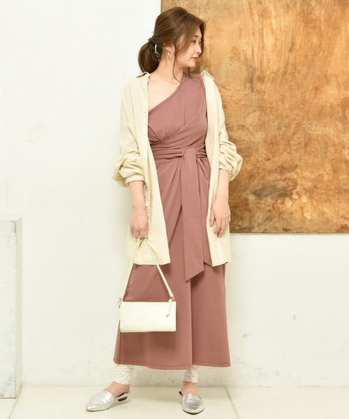 DouDou（ドゥドゥ）の「カットワンショルワンピース（ワンピース・レディース・ベージュ/パープル/グリーン・FREE）」の5枚目の写真