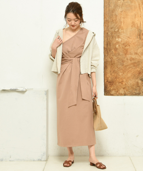 DouDou（ドゥドゥ）の「カットワンショルワンピース（ワンピース・レディース・ベージュ/パープル/グリーン・FREE）」の6枚目の写真