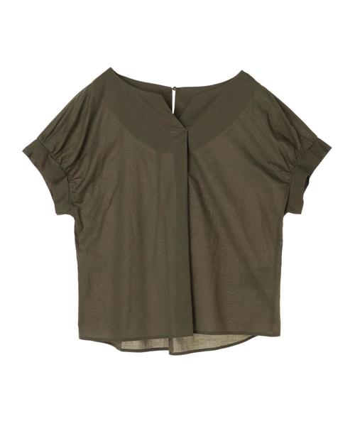 YECCA VECCA（イェッカヴェッカ）の「・バックタックデザインブラウス（シャツ/ブラウス・レディース・ブラック/カーキ/ストライプ/チェック・FREE）」の6枚目の写真
