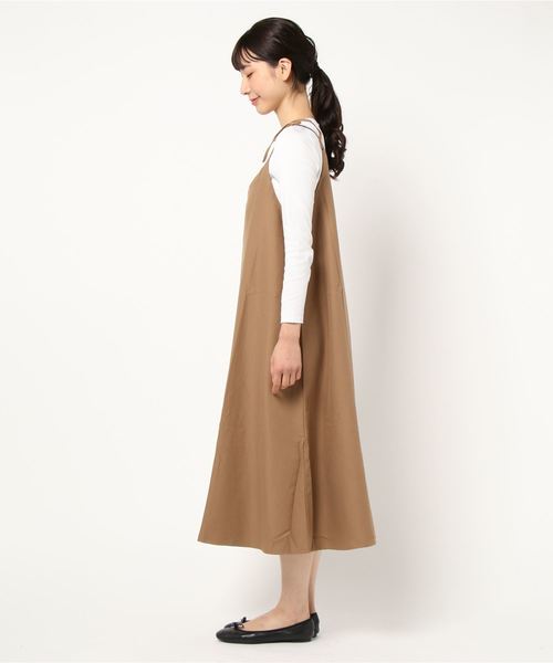 新品タグ付 ミシェルマカロン リボンキャミワンピアンサンブル ブラウン×ベージュ アースミュージックアンドエコロジー earth music&ecology バック