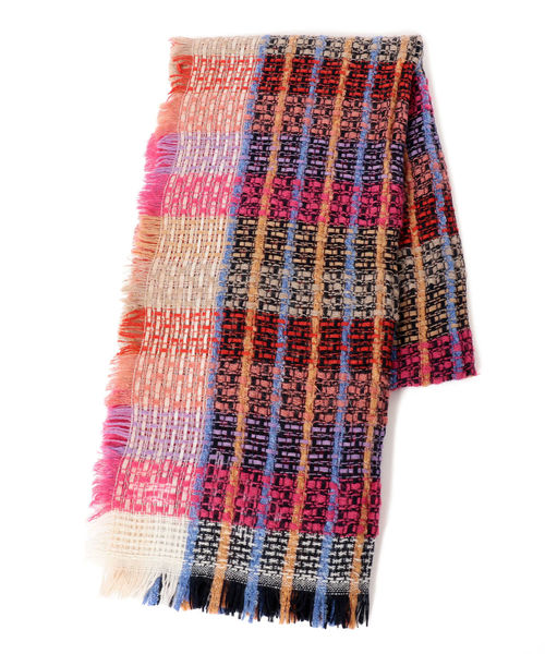 liflattie ships（リフラティ シップス）の「liflattie ships:ジャカードチェックストール（ストール/ショール・レディース・グレー/ピンク・ONE SIZE）」の3枚目の写真