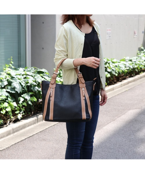 GUSCIO(グッシオ)の「【グッシオベーシック】 ダブルステッチファスナー A42WAYトートバッグ(トートバッグ・レディース・グレー/オレンジ/ブラック/ブルー/グリーン・FREE)」の12枚目の写真