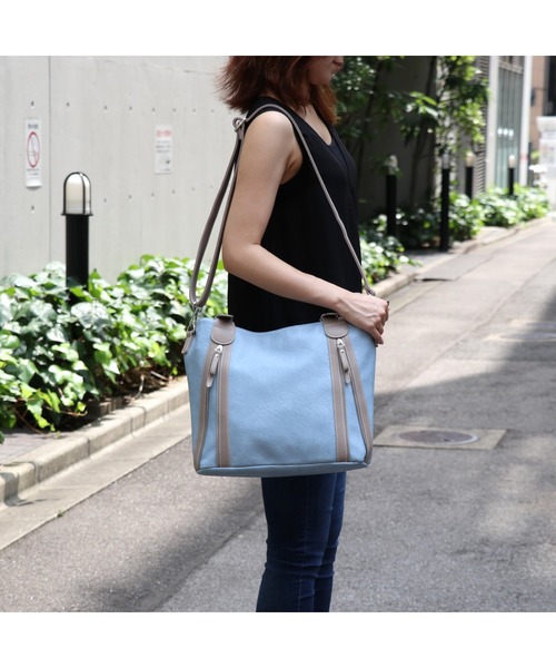 GUSCIO(グッシオ)の「【グッシオベーシック】 ダブルステッチファスナー A42WAYトートバッグ(トートバッグ・レディース・グレー/オレンジ/ブラック/ブルー/グリーン・FREE)」の13枚目の写真