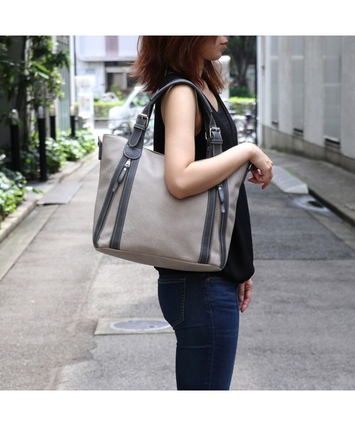 GUSCIO(グッシオ)の「【グッシオベーシック】 ダブルステッチファスナー A42WAYトートバッグ(トートバッグ・レディース・グレー/オレンジ/ブラック/ブルー/グリーン・FREE)」の14枚目の写真