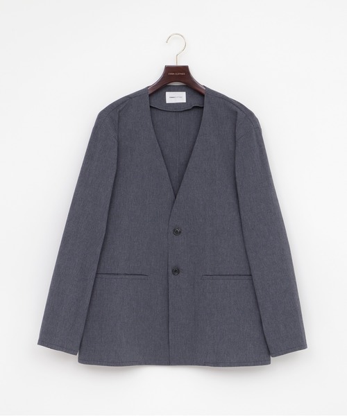 EMMA CLOTHES(エマクローズ)の「ウォッシュ加工コットンノーカラージャケット(ノーカラージャケット・メンズ・ベージュ/ネイビー/グレー・M/L)」の6枚目の写真