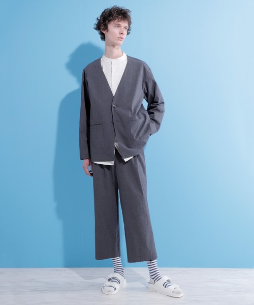 EMMA CLOTHES(エマクローズ)の「ウォッシュ加工コットンノーカラージャケット(ノーカラージャケット・メンズ・ベージュ/ネイビー/グレー・M/L)」の20枚目の写真