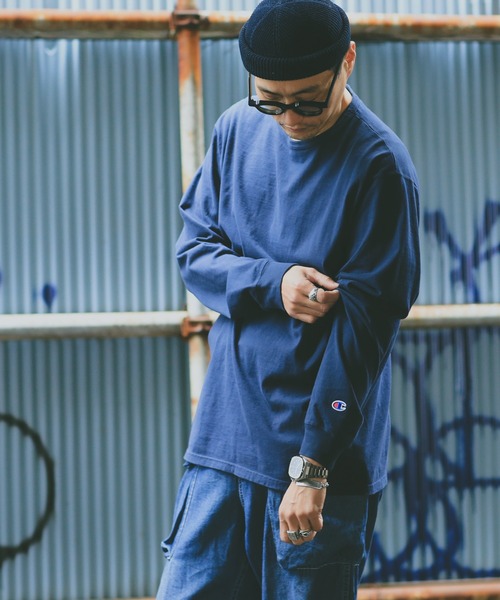 Champion(チャンピオン)の「Champion チャンピオン コットン Tシャツ ロングスリーブ【S-CD200】(Tシャツ/カットソー・メンズ・ライトグレー/ブラック/ライトピンク/ライトブルー/ライトグリーン/ネイビー・M/XL/S/L)」の5枚目の写真