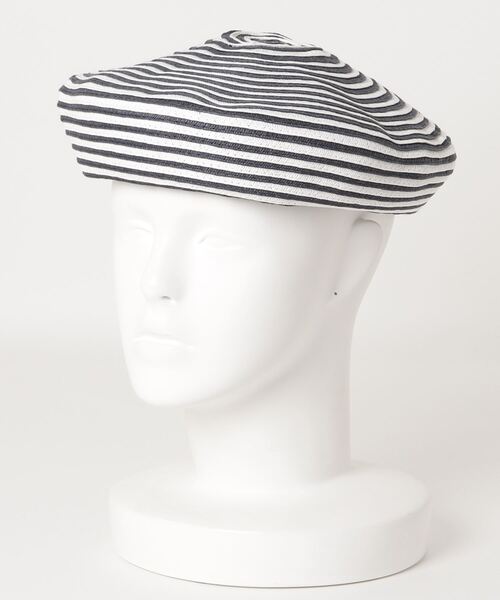 salle de bal(サルデバル)の「∴ペーパーボーダーベレー PAPER BODER BERET(ハンチング/ベレー帽・レディース・ネイビー/ブラック・FREE)」の4枚目の写真