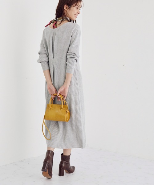 ROPE モノグラムジャージーカシュクールロングワンピース 38 M