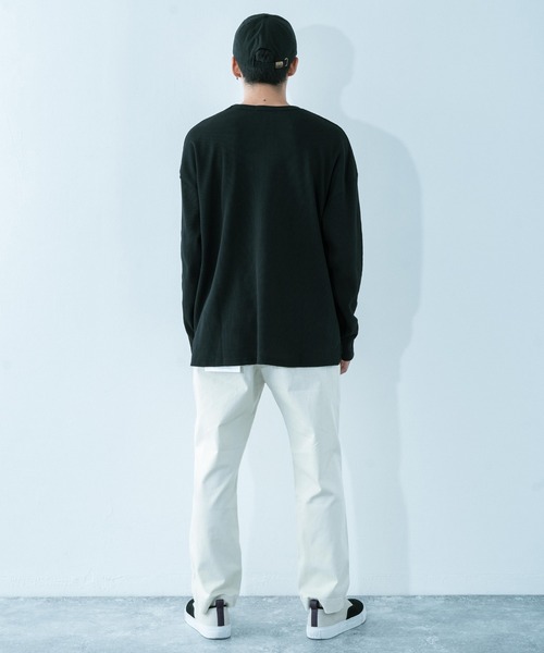 Ressaca(レサーカ)の「ワッフル クルー長袖カットソー ZIPポケット付き(Tシャツ/カットソー・メンズ・アイボリー/ベージュ/グレー/モカ/カーキ/ブラック・M/L/XL)」の22枚目の写真