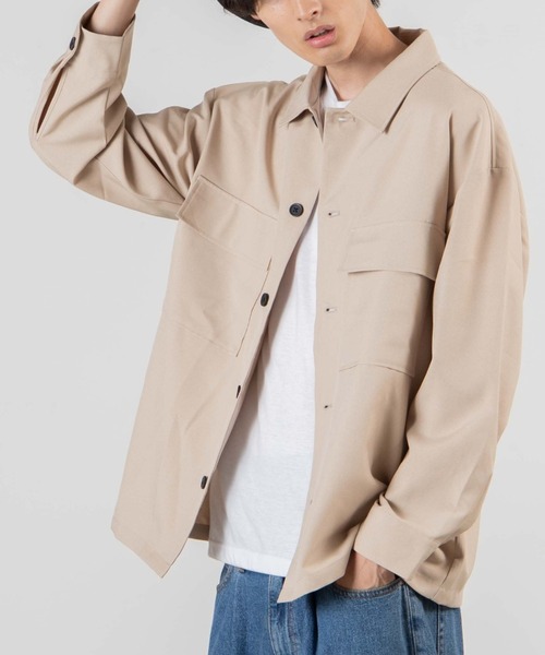 WEGO（ウィゴー）の「WEGO/イージーケアCPOシャツ（シャツ/ブラウス・メンズ・ブラック/ダークグリーン/ブラウン/ベージュ・LARGE/MEDIUM/SMALL）」の3枚目の写真