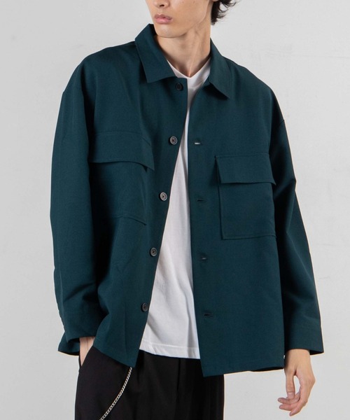 WEGO（ウィゴー）の「WEGO/イージーケアCPOシャツ（シャツ/ブラウス・メンズ・ブラック/ダークグリーン/ブラウン/ベージュ・LARGE/MEDIUM/SMALL）」の4枚目の写真