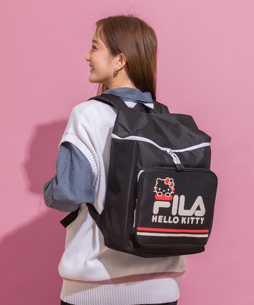 FILA(フィラ)の「【FILA/フィラ】フィラ×キティコラボ ボックスデイパック(バックパック/リュック・レディース・ネイビー/ホワイト/ブラック・FREE)」の2枚目の写真