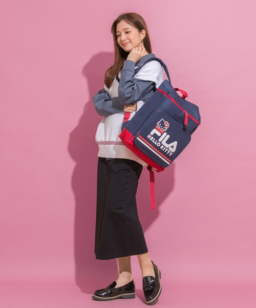 FILA(フィラ)の「【FILA/フィラ】フィラ×キティコラボ ボックスデイパック(バックパック/リュック・レディース・ネイビー/ホワイト/ブラック・FREE)」の11枚目の写真