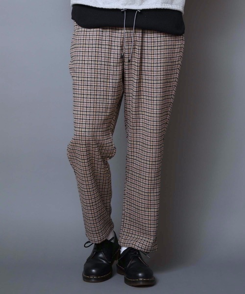 KANGOL(カンゴール)の「【KANGOL/カンゴール】ツイードパンツ チェックパンツ ワイドパンツ テーパードシルエット ウエストゴム仕様(その他パンツ・メンズ・グレー/ベージュ・MEDIUM/LARGE/X-LARGE)」の2枚目の写真
